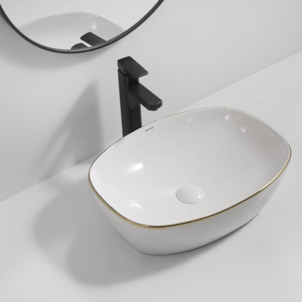 Раковина накладна Mixxus Premium DIVERSE-0109 EDGE GOLD 500х380х140mm (MP6548)