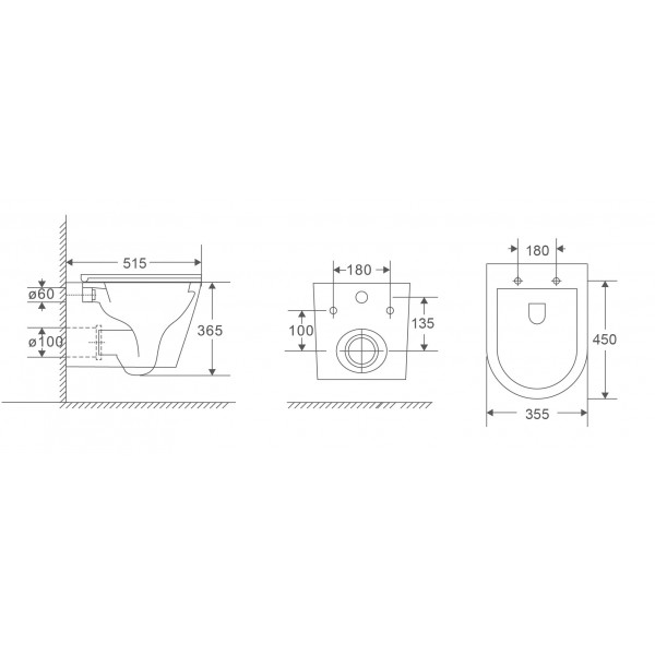 Унітаз підвісний Mixxus Premium Bevel-0301-T3 515x355x365mm, система змиву Tornado 3.0 (MP6472)