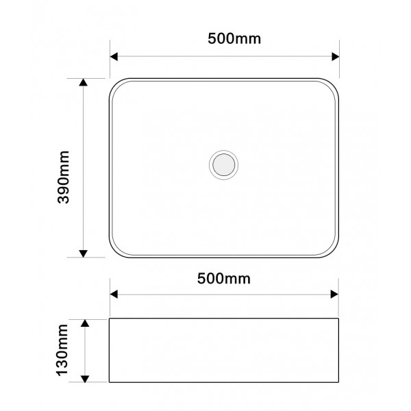 Раковина накладна MIXXUS PREMIUM DIVERSE-0110 MARBLE-BLACK 500х390х130mm (MP6517)
