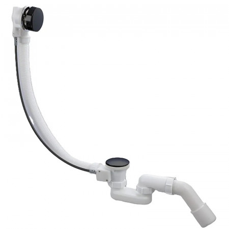 Сифон для ванни Koer BD-04-05 напівавтоматичний з переливом, без ревізії (Колір чорний) 1 1/2'' (KR5443)