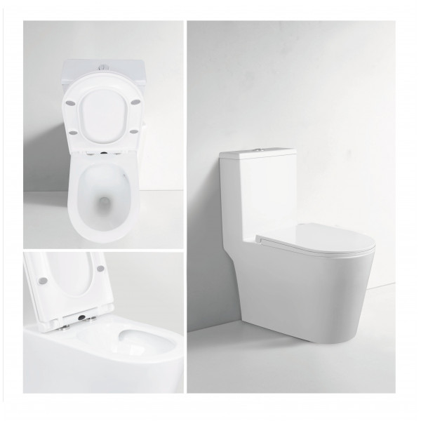 Унітаз моноблок підлоговий Mixxus BEVEL-0406-T1 690х360х790mm, система змиву TORNADO 1.0 (MI6729)