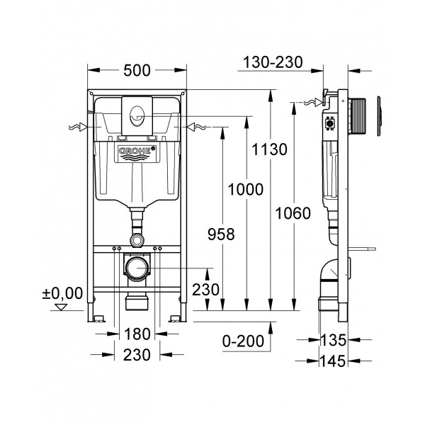 Система інсталяції для унітазу 3 в 1 Grohe Rapid SL (38722001)