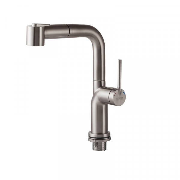 Змішувач для кухні з висувним виливом Koer KI-70021-02 (з нерж. сталі) (Колір нерж) (KR4798)