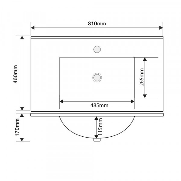 Раковина меблева Mixxus Premium CUBIC-1503 810х460х170mm з отвором під змішувач та переливом (MP6497)