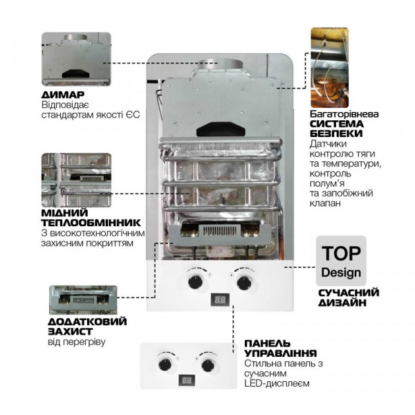 Газова колонка Mixxus GWH-0112 BASIC WHITE димохідна 12 л/хв (WH0029)