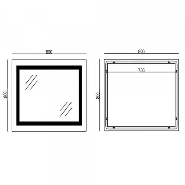 Дзеркало Mixxus WARM MR02-80x80 з Led Touch, Anti-fog, димером, регулятором яскравості, годинником (MI6934)