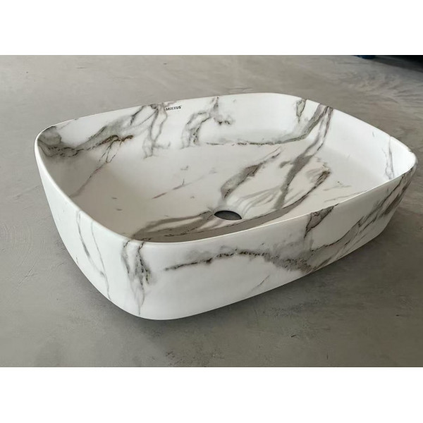 Раковина накладна Mixxus Premium BEVEL-0102 MARBLE 495х370х135mm (MP6519)