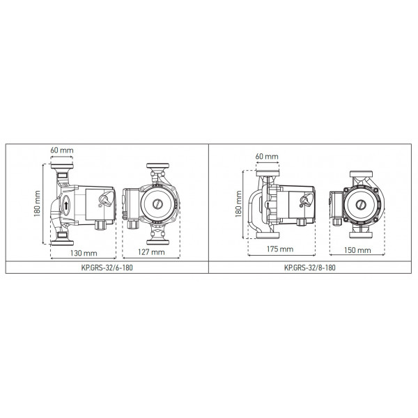 Насос циркуляційний Koer KP.GRS-32/6-180 (з гайками, кабелем та вилкою) (обмотка - мідь) (KP2899)