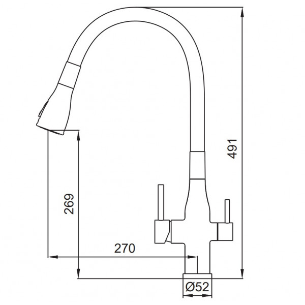 Змішувач для кухні Koer KI-72024-02 з виходом для питної води (нерж. сталь) (KR5011)