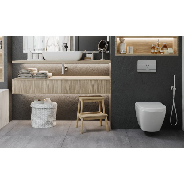 Панель змиву Koer KT-0604-01 240x160x10mm пластикова, кнопка закруглена (KR5323)