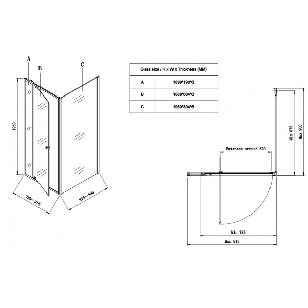 Душова кабіна без піддону Koer SR SC05-90x90x195-TR-01 прозоре скло Easy Clean 6мм, хром (KR5363)