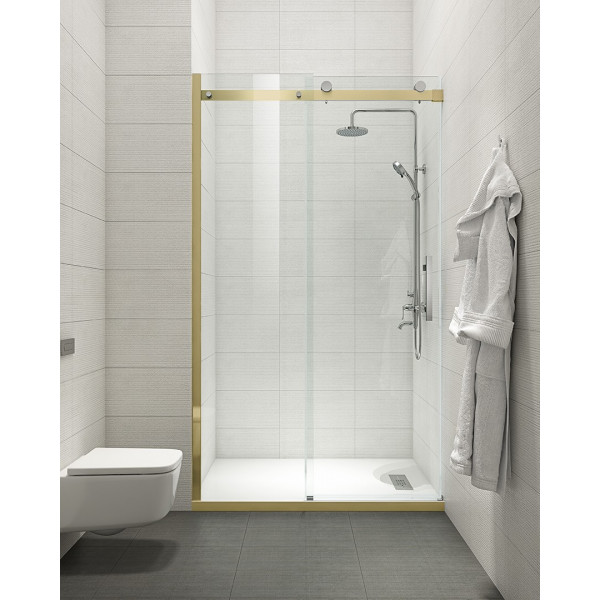 Двері в нішу Koer SR SD01-120x200-TR-12 прозоре скло Easy Clean 8мм, матове золото (KR5377)