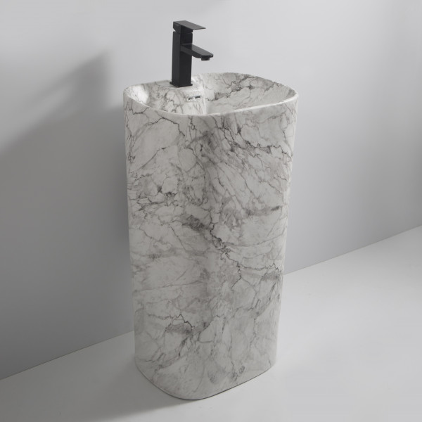 Раковина моноблок MIXXUS PREMIUM DIVERSE-1101 MARBLE 460х380х840mm з отвором під змішувач та переливом (MP6575)