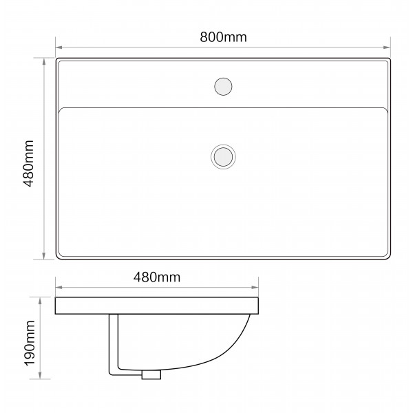 Раковина меблева MIXXUS PREMIUM STYLE-1503 800х480х190mm з отвором під змішувач та переливом (MP6500)