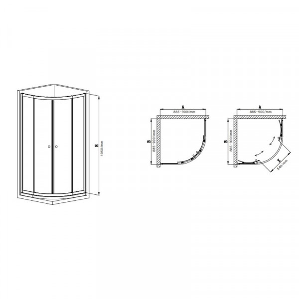 Душова кабіна без піддону Mixxus Premium DIVERSE SC01-90x90x195-TR Chrome прозоре скло 5мм (MI6859)