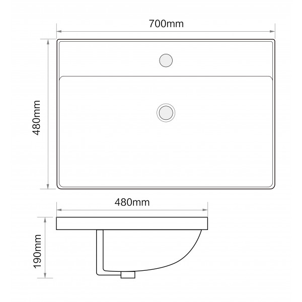 Раковина меблева MIXXUS PREMIUM STYLE-1502 700х480х190mm з отвором під змішувач та переливом (MP6499)