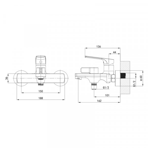 Змішувач для ванни Mixxus Premium MONE 009 EURO Graphite (MI6782)