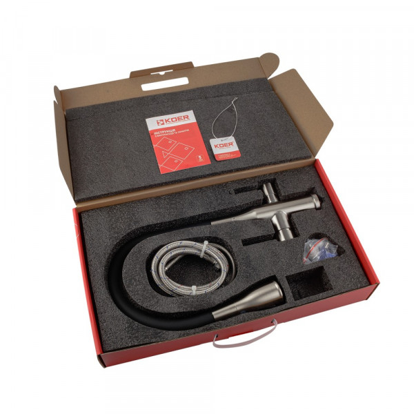 Змішувач для кухні Koer KI-72024-02 з виходом для питної води (нерж. сталь) (KR5011)