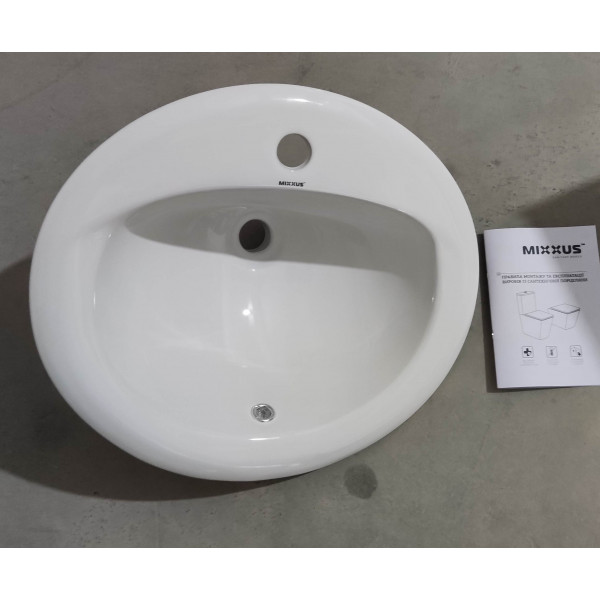 Раковина врізна на стільницю Mixxus Premium TOPPER-1602 515х400х200mm з отвором під змішувач та переливом (MP6572)