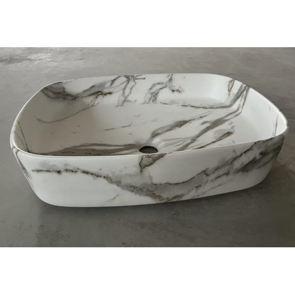 Раковина накладна Mixxus Premium BEVEL-0102 MARBLE 495х370х135mm (MP6519)