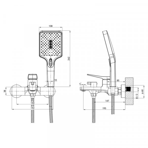 Змішувач для ванни Mixxus Premium Degas 009 (EURO) (MI8248)