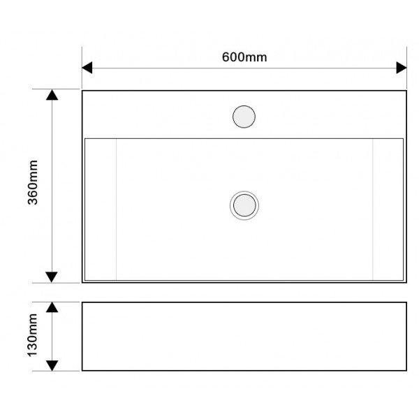 Раковина підвісна Mixxus Premium QUADRO-0206 600х360х130mm з отвором під змішувач та переливом (MP6509)