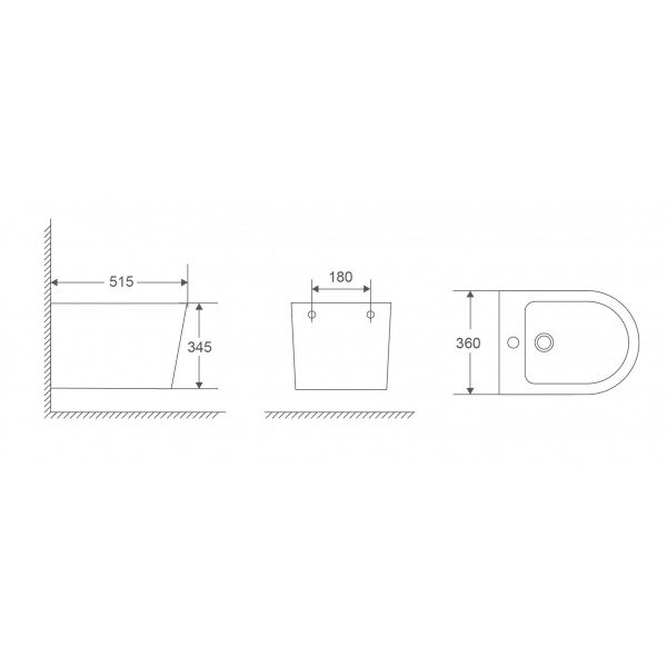 Біде підвісне Mixxus Premium Bevel-0501 515x360x345mm (MP6475)