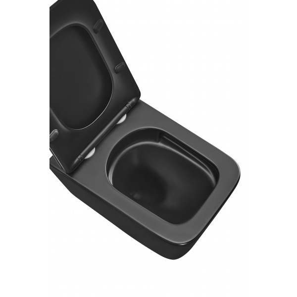 Унітаз підвісний Mixxus Premium QUADRO-0301-T3 BLACK 490х340х360mm, система змиву TORNADO 3.0 (MP6587)