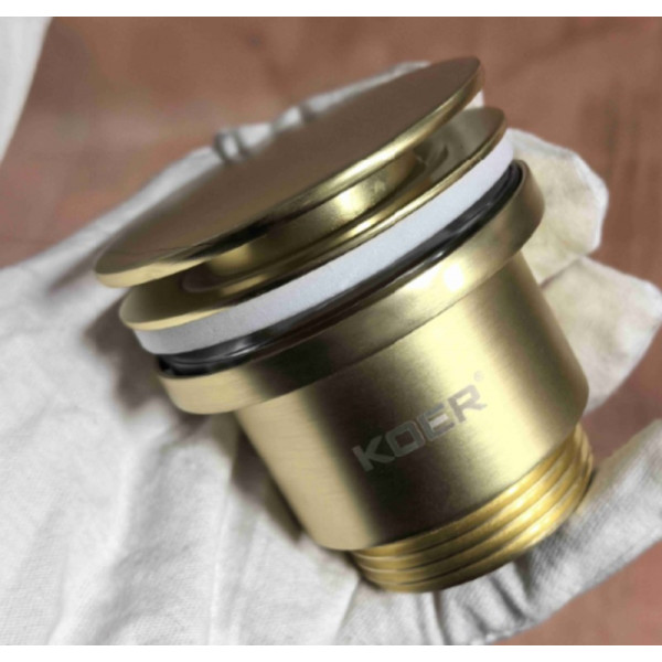 Донний клапан для раковини Koer PW-11-12 1 1/4''  універсальний (з/без перел) СLICK-СLACK (Колір зол.мат) (KR5794)