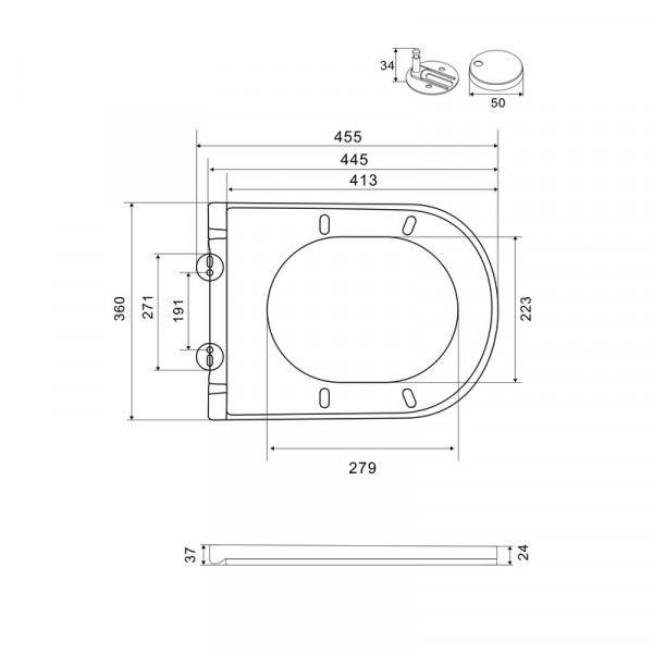 Сидіння-кришка для унітазу Mixxus Premium SEAT COVER ELLIPSE-2005 GRAY 445х360х37mm дюропласт (MP6685)