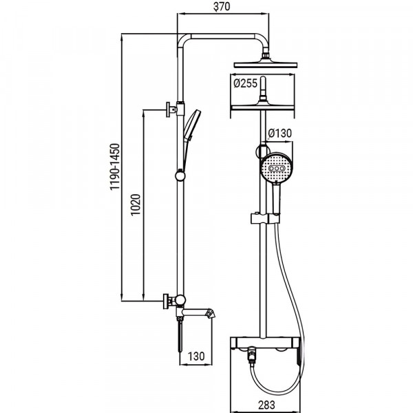 Душова колонна зі змішувачем Koer KB-56029-05 3 функції, колір чорний (KR5490)