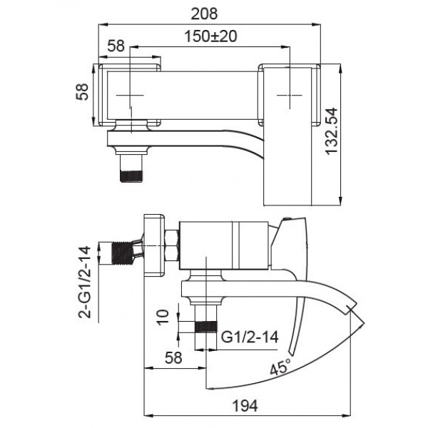 Змішувач для ванни Koer KB-41007-04 з коротким виливом (Колір хром+білий) (KR5157)