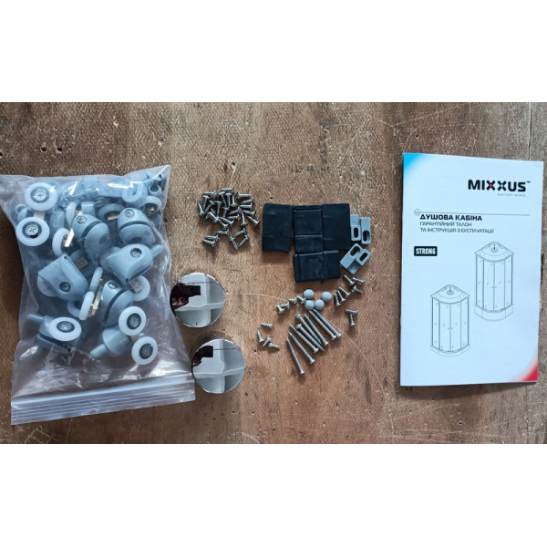 Бокс душовий без гідромасажу Mixxus STRONG SB01-90x90x215-GR SATIN з високим піддоном (MI6885)