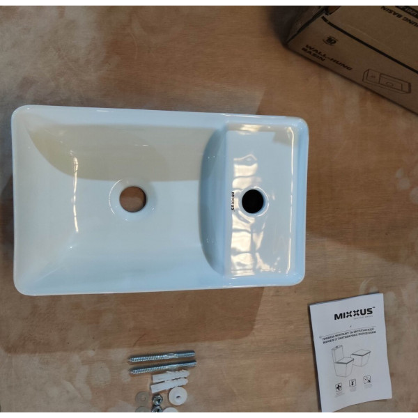 Раковина підвісна Mixxus Premium QUADRO-1201-R 430х265х135mm з отвором під змішувач та переливом (MP6504)