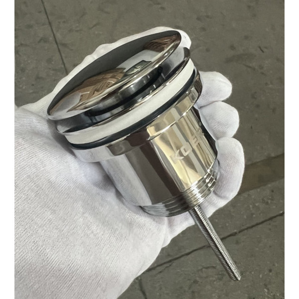 Донний клапан для раковини універсальний (з/без переливу) Koer PW-01-01 автоматичний (Click-Clack) (Колір хром) 1 1/4'' (KR3400)