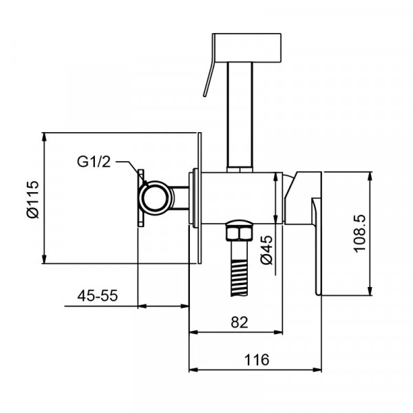 Змішувач для гігієнічного душу Koer KI-22015-02 з нерж. сталі SUS304 (Колір нерж) (KR5544)
