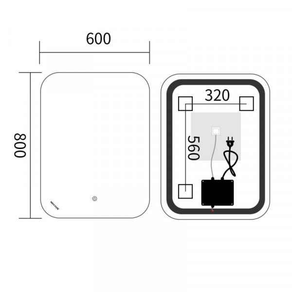 Дзеркало Mixxus Premium DIVERSE MR15-80x60-Reverse з Led Touch, Anti-fog, димером (3-6,5kK) (MP6638)