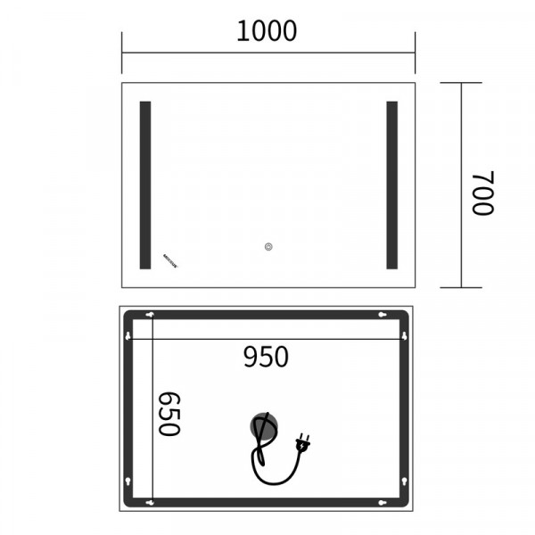 Дзеркало Mixxus Premium LINES MR18-100x70-Reverse з Led Touch, Anti-fog, димером, регулятором яскравості (MP6627)