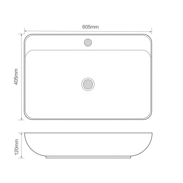 Раковина накладна Mixxus Premium BEVEL-0203 600х405х120mm з отвором під змішувач (MP6513)