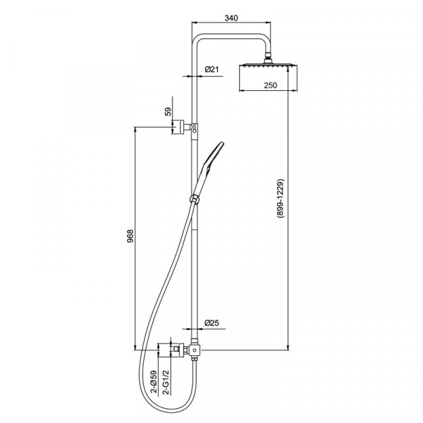 Душова колона з термостатичним змішувачем Koer KI-53017-02 2 функції з нерж.сталі SUS304 (Колір нерж) (KR5547)