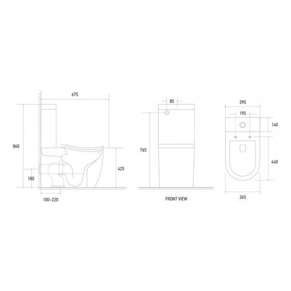 Унітаз-компакт ергономічний Koer TT-0201-T3 675x390x860mm система змиву TORNADO 3.0 (KR5613)