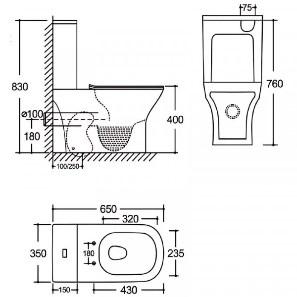 Унітаз-компакт Mixxus STYLE-0404-T3 650x350x830mm система змиву TORNADO 3.0 (MI7036)