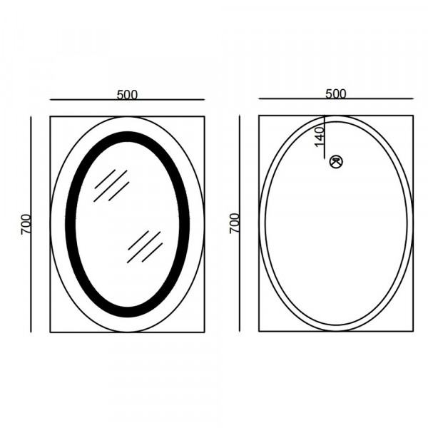 Дзеркало Mixxus PLAIN MV03-50x70 з Led Touch, Anti-fog, димером, регулятором яскравості (MI6664)