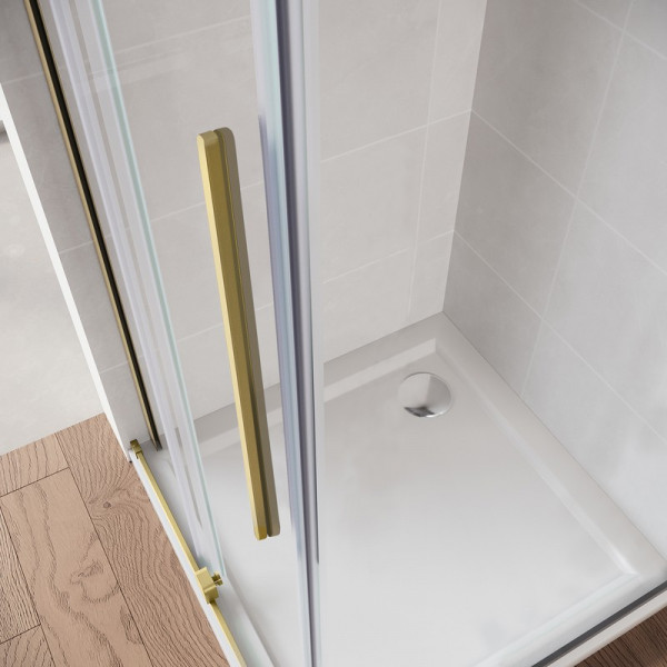 Двері у нішу Walk-In розсувні Koer SR SD07-120x200-L-TR-12 прозоре скло Easy Clean 8мм Матове золото (KR5687)