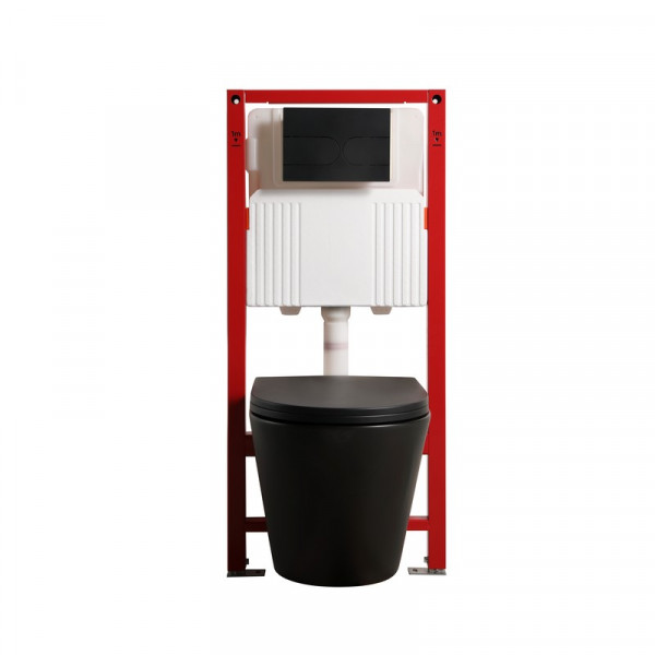 Комплект: Mixxus Premium Bevel-SET-2101 Black (в 2 ящ) Унітаз система змиву Tornado 1.0+ Інсталяція Koer KT-0404 + панель KT-0604-05 Black Mat (MP6669)