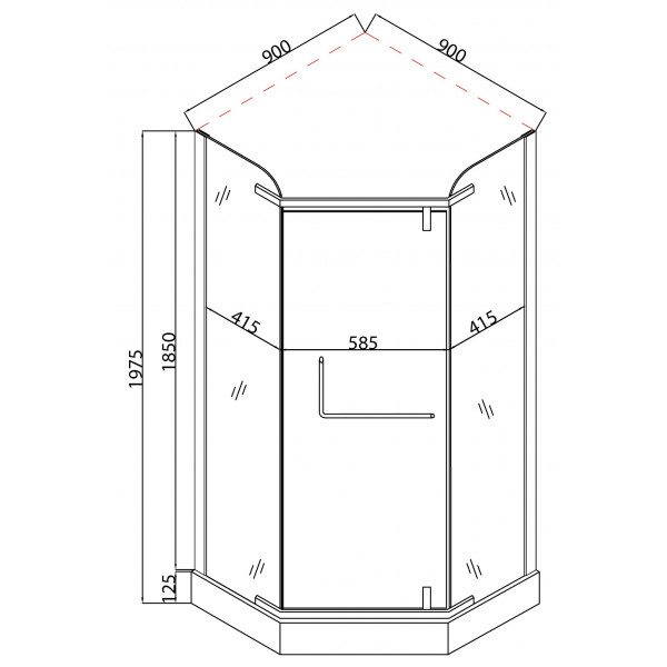 Душова кабіна з низьким піддоном Mixxus LINES SCT01-90x90x198-TR CHROME прозоре скло 6мм (MI6913)