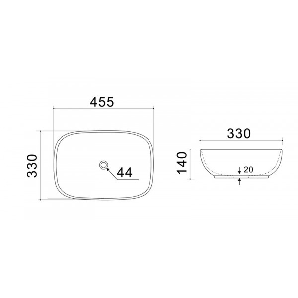 Раковина накладна Mixxus Premium DIVERSE-0116 GRAY 455x330x135mm (MP6651)