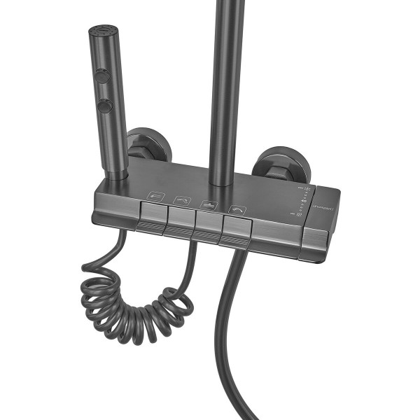 Душова колона зі змішувачем з кнопковим перемикачем з алюмінію CHAMPION PBD-009-J GRAPHITE, 4 режими (CH6550)