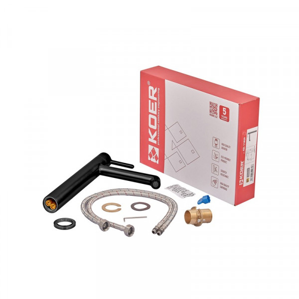 Змішувач для умивальника високий Koer KB-11029-05 Колір чорний (KR5488)