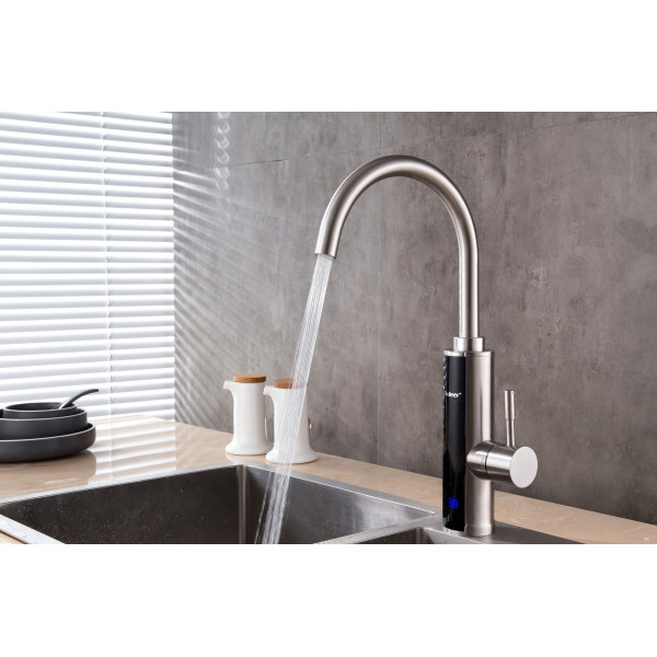 Водонагрівач 3,3 kW проточний, нержавіюча сталь, з індикатором температури, на мийку MIXXUS Electra 470-E (MX0772)